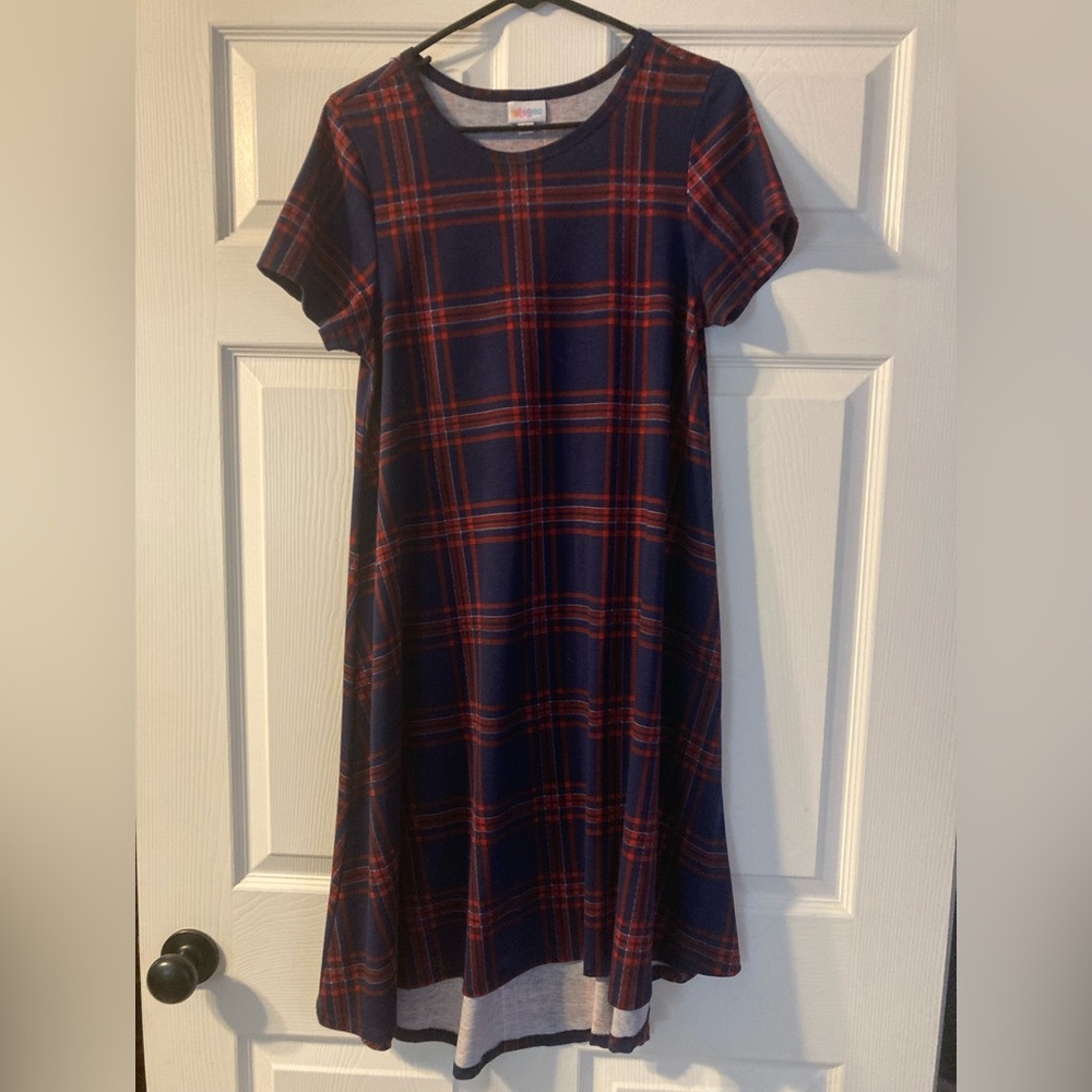 LuLaRoe Blue and Red Plaid Carly Dress